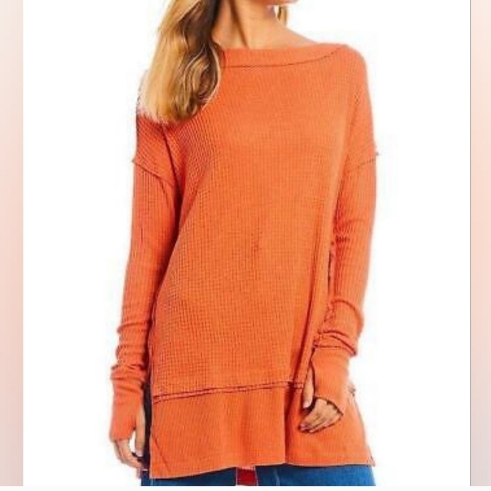 Free People Orange Long Sleeve Top